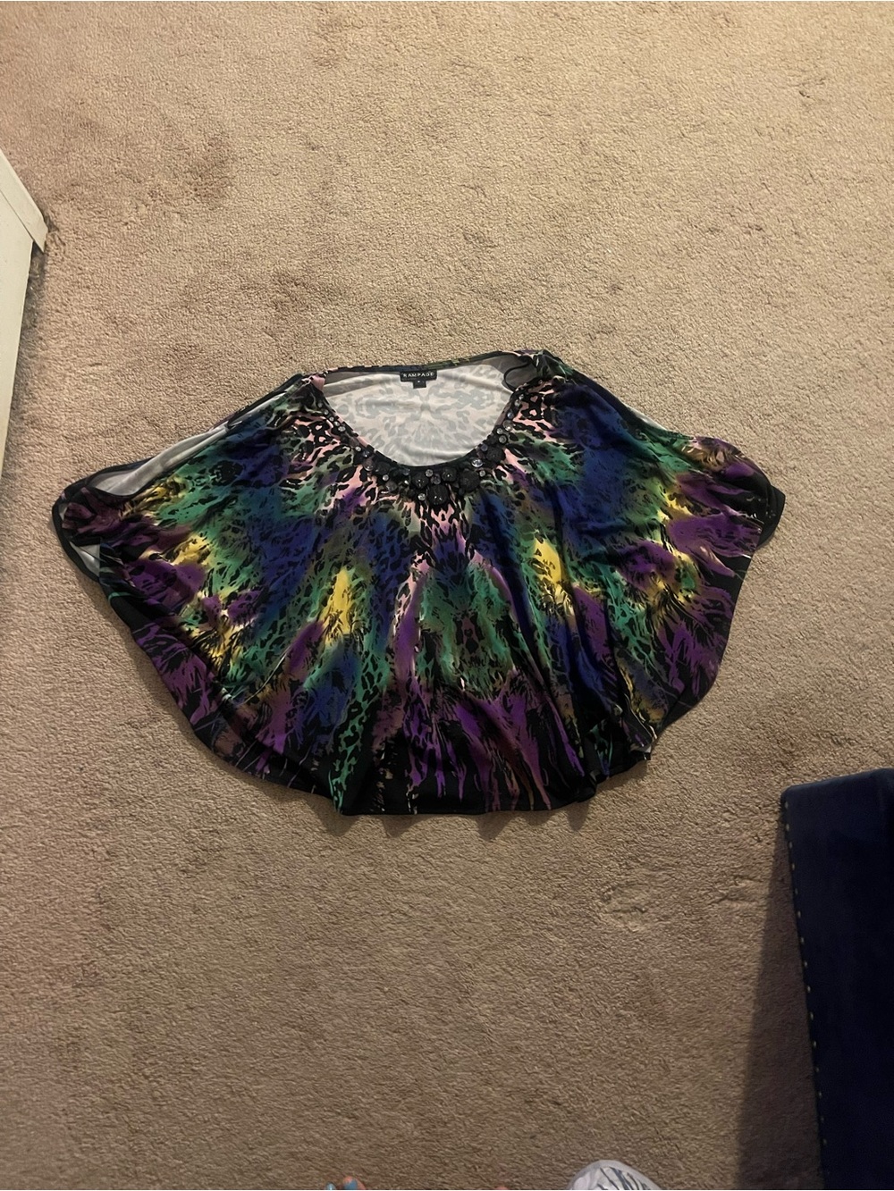 Rampage Multicolor Tie-Dye Scoop Neck Blouse